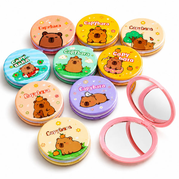 Espejo compacto doble de bolsillo con diseños de capibara
