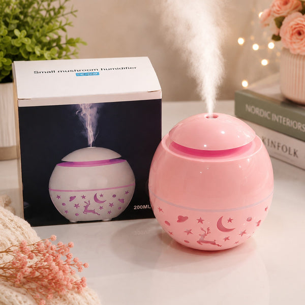 Humidificador rosado de 200 ml con diseño de estrellas y luna