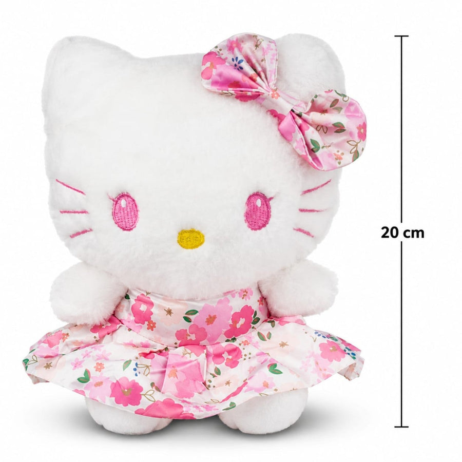 Peluche Hello Kitty con vestido floral de 20 cm