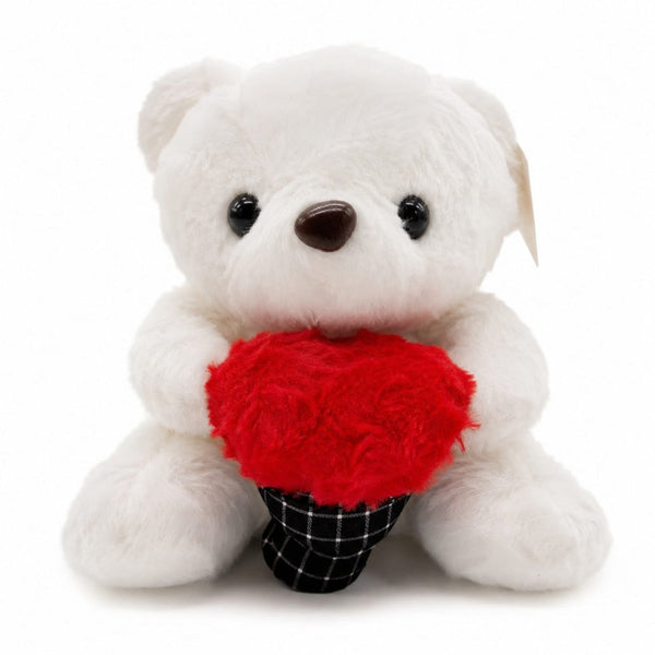 Peluche oso blanco con corazón rojo de 20 cm