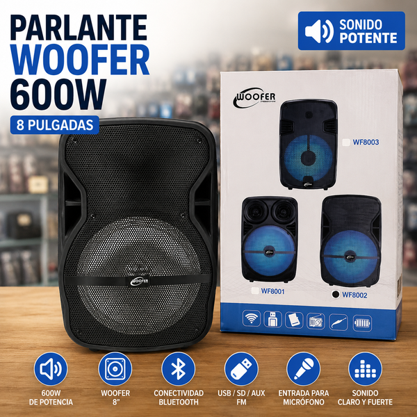 Parlante Bluetooth Portátil Recargable | Bocina Bluetooth USB FM Aux | Woofer WF6502 | Montería
