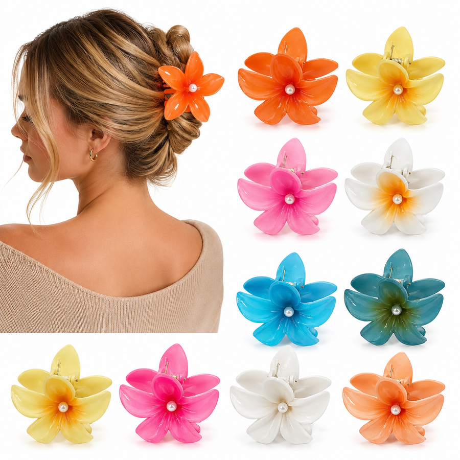 Pinza Caimán para Cabello - Diseño Flor Estampada