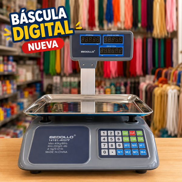 Báscula Digital Electrónica 40 Kg con Torre y Pantalla LED | Nueva Montería