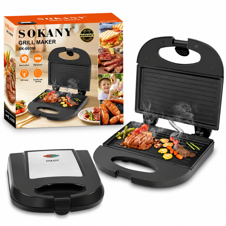 Sanduchera Eléctrica Sokany - Plancha para Sándwiches