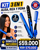 😎📦 ENVÍO GRATIS - 👉Combo Rizador + Plancha alisadora + Peine ANTIFRIZZ  de Cabello