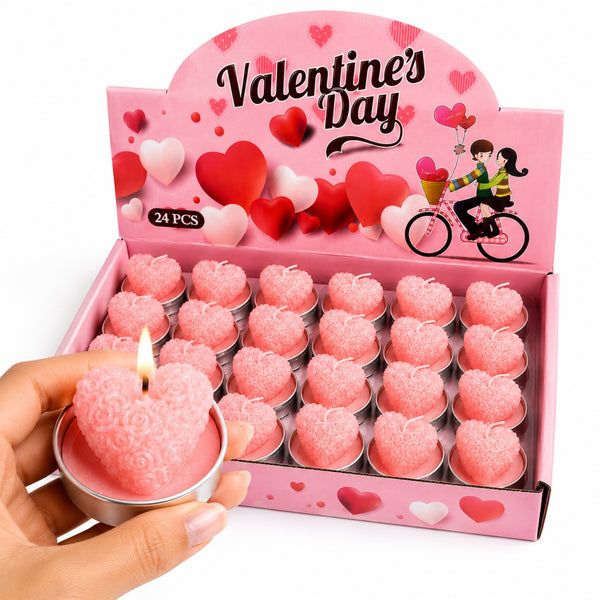 Velas decorativas rosadas en forma de corazón